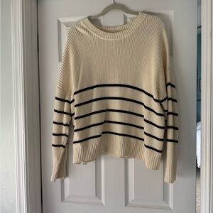 Tradlands Cream and Black Striped Sweater